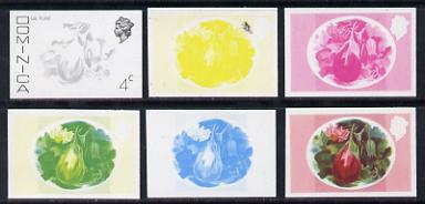 Dominica 1975-78 Egg Plant 4c set of 6 imperf progressive colour proofs comprising the 4 basic colours plus composites (as SG 494) unmounted mint, stamps on food