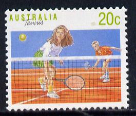 Australia 1989-94 Tennis 20c unmounted mint, from Sports def set of 19, SG 1176, stamps on sport, stamps on tennis