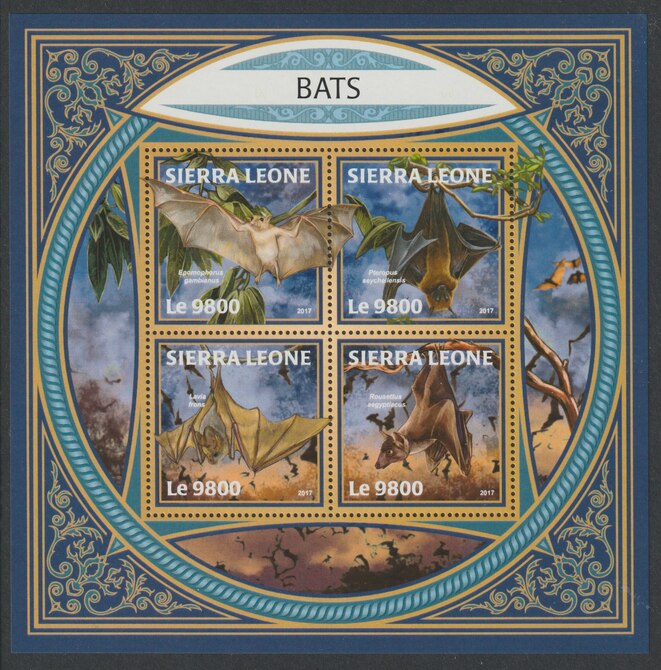Sierra Leone 2017 IBats perf sheetlet containing 4 values unmounted mint, stamps on bats, stamps on mammals
