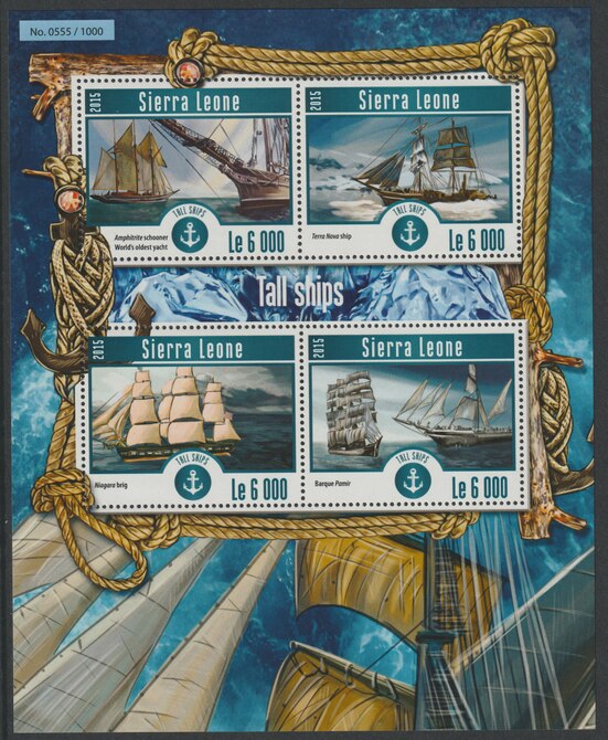 Sierra Leone 2017 Tall Ships #2 perf sheetlet containing 4 values unmounted mint, stamps on ships