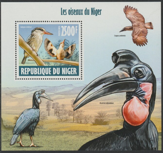 Niger Republic 2013 Birds of Niger perf souvenir sheet containing one value unmounted mint, stamps on birds