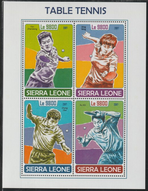 Sierra Leone 2017 Table Tennis perf sheetlet containing 4 values unmounted mint, stamps on sport, stamps on table tennis