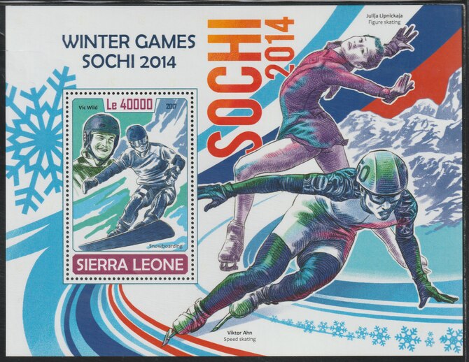 Sierra Leone 2017 Winter Games, Sochi perf deluxe sheet containing one value unmounted mint, stamps on sport, stamps on skiing, stamps on skating, stamps on 