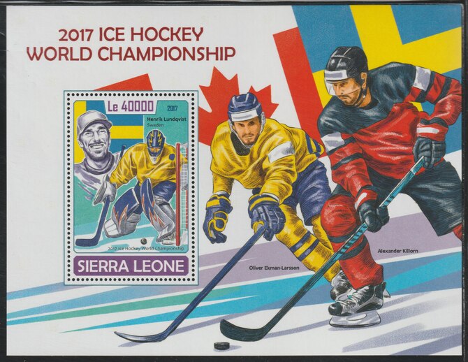 Sierra Leone 2017 Ice Hockey perf deluxe sheet containing one value unmounted mint, stamps on , stamps on  stamps on sport, stamps on  stamps on ice hockey