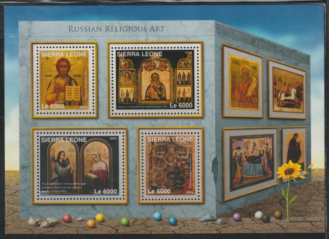 Sierra Leone 2016 Russian Religious Art perf sheetlet containing 4 values unmounted mint, stamps on , stamps on  stamps on religion, stamps on  stamps on arts