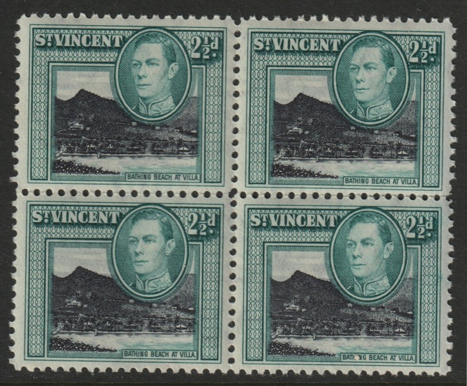 St Vincent 1938 KG6 2.5d (Beach Villa) block of four unmounted mint. , stamps on , stamps on kg6 , stamps on