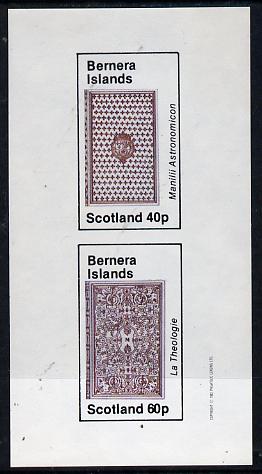 Bernera 1982 Ornate Book Covers #1 imperf set of 2 (40p & 60p), stamps on books   literature