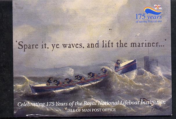 Isle of Man 1999 175th Anniversary of Royal National Lifeboat Institution £4.64 Prestige booklet complete & fine SG SB50, stamps on , stamps on  stamps on lifeboats, stamps on  stamps on rescue, stamps on  stamps on ships