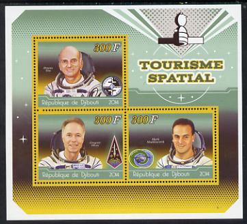 Djibouti 2014 Astronauts #2 perf sheetlet containing three values unmounted mint, stamps on space