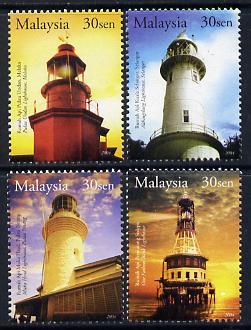 Malaysia 2004 Lighthouses perf set of 4 unmounted mint SG 1181-84, stamps on tourism, stamps on maps