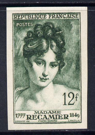 France 1950 Madame Recamier 12f green imperf mounted mint as SG 1103, stamps on personalities, stamps on women