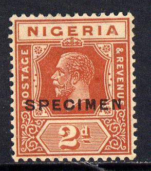 Nigeria 1921-32 KG5 Script CA 2d chestnut optd SPECIMEN fine without gum and only about 400 produced SG 19s, stamps on , stamps on  kg5 , stamps on specimen, stamps on 