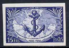 France 1951 Formation of Colonial Troops (Anchor & Map) unmounted mint imperf single in issued colour, Yv 889, stamps on anchors, stamps on maps