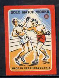 Match Box Labels - Boxing (No.16 from Sport set of 24) very fine unused condition (Czechoslovakian Solo Match Co Series), stamps on boxing, stamps on sport