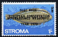 Stroma 1970 Fish 1s (Sole) perf single with 'European Conservation Year 1970' opt doubled, one inverted unmounted mint*, stamps on fish