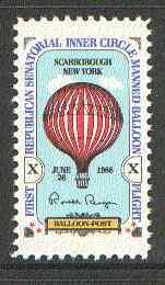 United States 1978 First Republican Senatorial Inner Circle Manned Balloon Flight Label (with Ronald Reagan's signature) unmounted mint*, stamps on aviation, stamps on balloons, stamps on cinema, stamps on constitutions, stamps on films