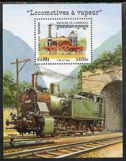 Cambodia 1999 Steam Railways perf m/sheet unmounted mint, SG MS 1838, stamps on railways