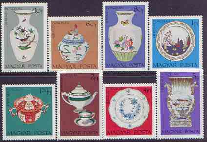 Hungary 1972 Herendi Porcelain perf set of 8 unmounted mint, SG 2709-16, stamps on porcelain, stamps on pottery