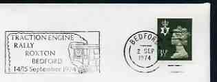Postmark - Great Britain 1974 cover bearing illustrated slogan cancellation for Traction Engine Rally, Bedford, stamps on steam