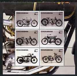 Chuvashia Republic 2003 Motorcycles perf sheetlet containing set of 6 values unmounted mint, stamps on motorbikes