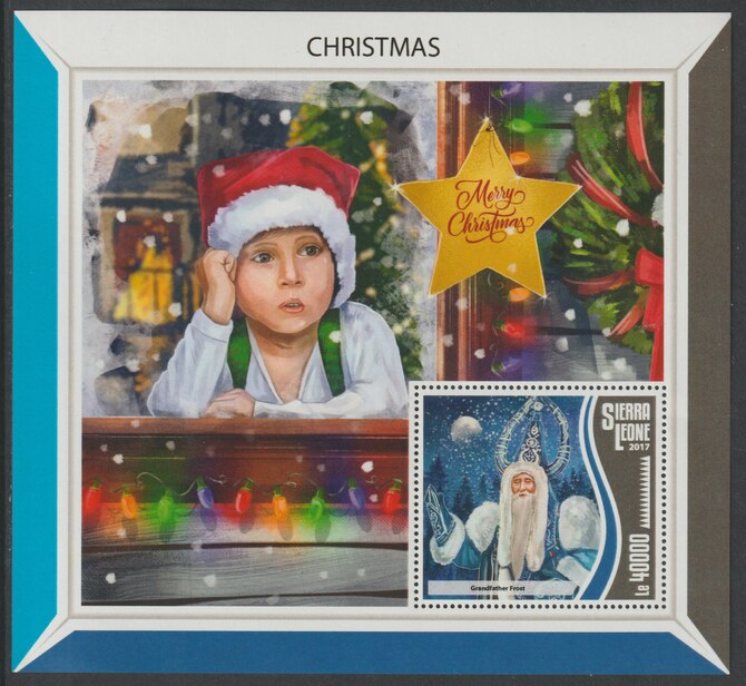 Sierra Leone 2017 Christmas large perf deluxe sheet containing one value unmounted mint, stamps on christmas, stamps on santa
