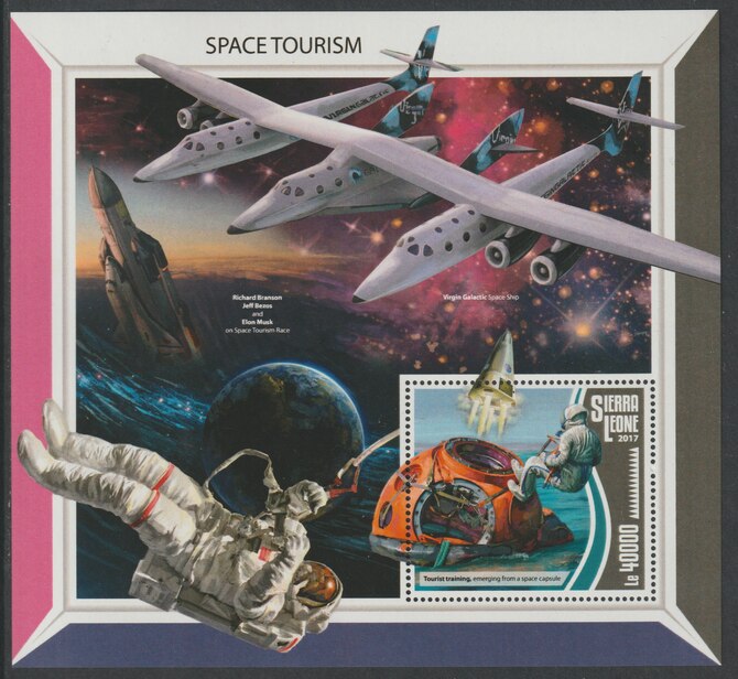 Sierra Leone 2017 Space Tourism large perf deluxe sheet containing one value unmounted mint, stamps on space