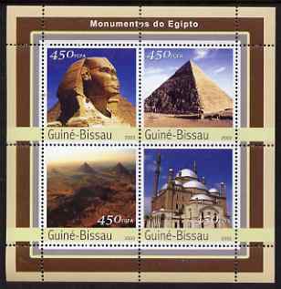 Guinea - Bissau 2003 Monuments of Egypt #1 perf sheetlet containing 4 values unmounted mint Mi 2122-25, stamps on tourism, stamps on buildings, stamps on egyptology, stamps on pyramids