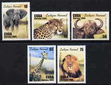 Cuba 2005 National Zoo perf set of 5 unmounted mint SG 4856-60, stamps on animals, stamps on zoos, stamps on cats, stamps on elephants, stamps on lions, stamps on buffalos, stamps on bovine, stamps on giraffes
