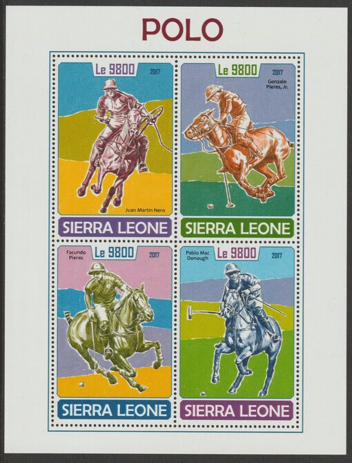 Sierra Leone 2017 Polo perf sheetlet containing 4 values unmounted mint, stamps on sport, stamps on polo, stamps on horses