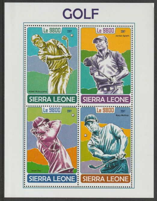 Sierra Leone 2017 Golf perf sheetlet containing 4 values unmounted mint, stamps on sport, stamps on golf