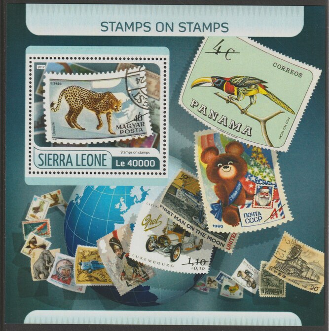 Sierra Leone 2017 Stamp on Stamp perf deluxe sheet containing one value unmounted mint, stamps on stamp on stamps, stamps on birds, stamps on animals