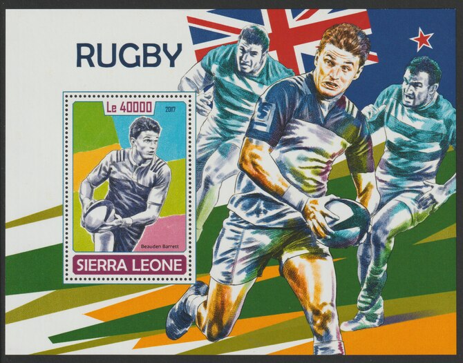 Sierra Leone 2017 Rugby perf deluxe sheet containing one value unmounted mint, stamps on sport, stamps on rugby