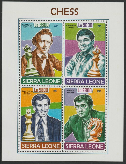 Sierra Leone 2017 Chess #1 perf sheetlet containing 4 values unmounted mint, stamps on chess