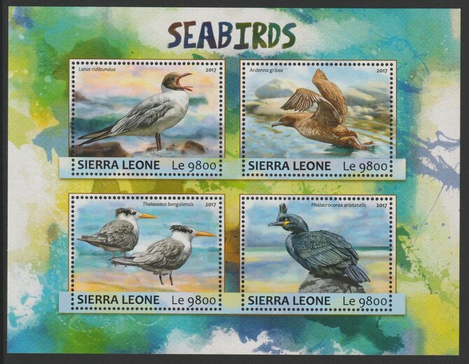 Sierra Leone 2017 Sea Birds perf sheetlet containing 4 values unmounted mint, stamps on birds