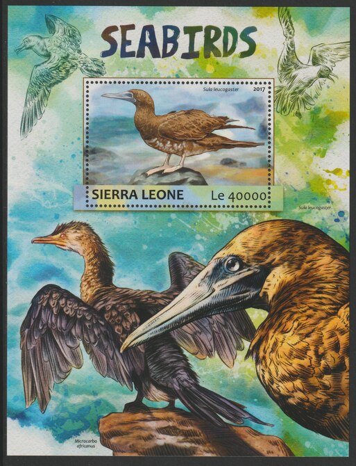 Sierra Leone 2017 Sea Birds perf deluxe sheet containing one value unmounted mint, stamps on birds