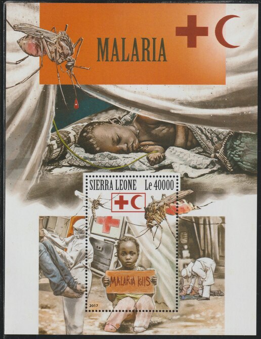 Sierra Leone 2017 Malaria perf deluxe sheet containing one value unmounted mint, stamps on malaria, stamps on diseases, stamps on insects