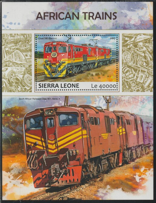 Sierra Leone 2017 African Trains perf deluxe sheet containing one value unmounted mint, stamps on railways
