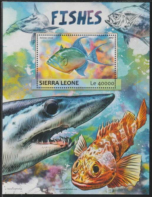Sierra Leone 2017 Fishes #1 perf deluxe sheet containing one value unmounted mint, stamps on fish