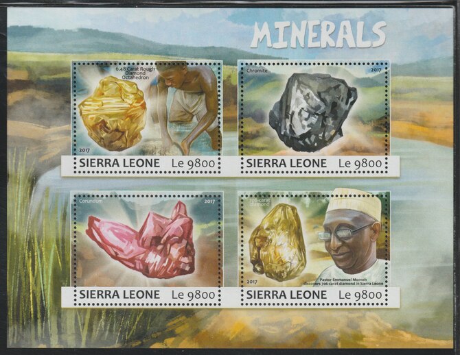 Sierra Leone 2017 Minerals #1 perf sheetlet containing 4 values unmounted mint, stamps on minerals