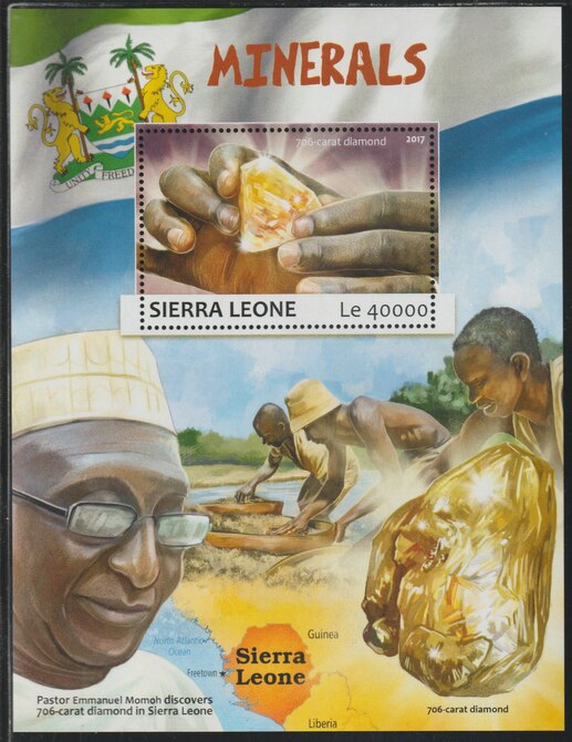 Sierra Leone 2017 Minerals #1 perf deluxe sheet containing one value unmounted mint, stamps on minerals