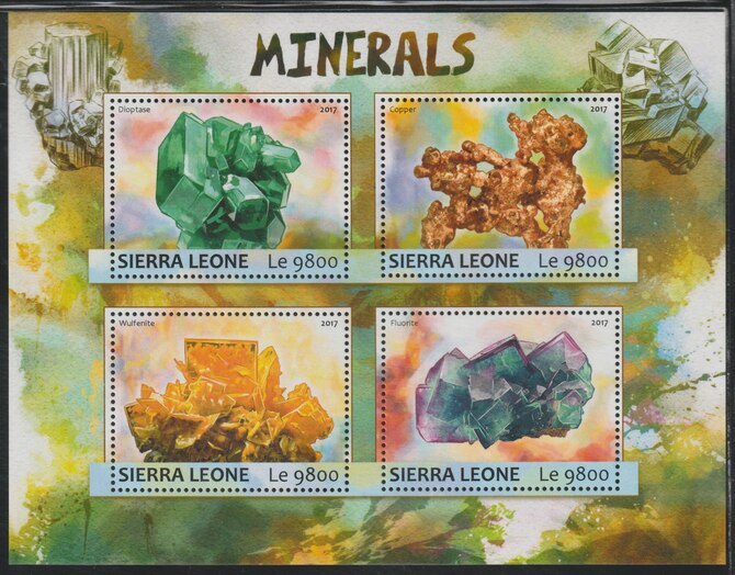 Sierra Leone 2017 Minerals #2 perf sheetlet containing 4 values unmounted mint, stamps on minerals