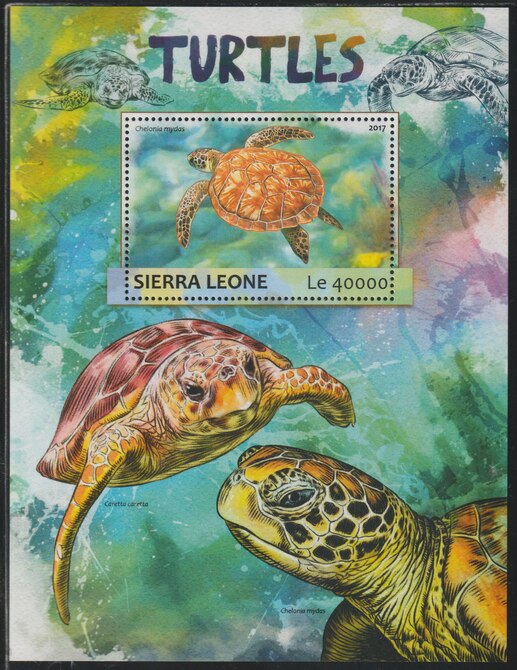 Sierra Leone 2017 Turtles #2 perf deluxe sheet containing one value unmounted mint, stamps on , stamps on  stamps on turtles, stamps on  stamps on marine life