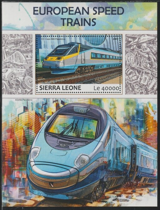 Sierra Leone 2017 European High Speed Trains #2 perf deluxe sheet containing one value unmounted mint, stamps on railways