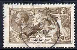 Great Britain 1918-19 Bradbury Seahorse 2s 6d brown very fine cds used, fairly well centred, few shortish perfs, cat 0, stamps on 