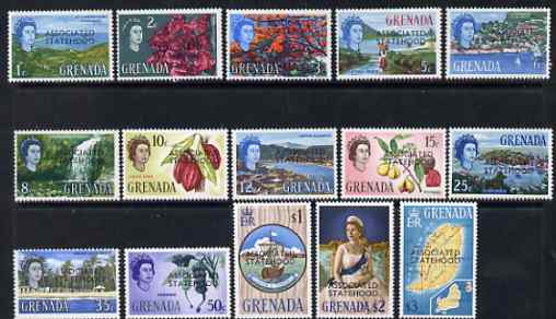 Grenada 1967 Associated Statehood definitive set complete 15 values unmounted mint, SG 262-76, stamps on 