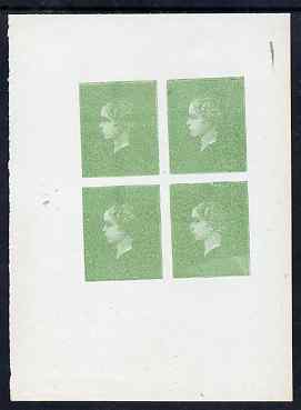 France Proof of Heir Apparent for unadopted design in emerald in block of 4 on ungummed paper, stamps on 