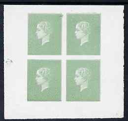 France Proof of Heir Apparent for unadopted design in dull green in block of 4 on ungummed paper, stamps on 