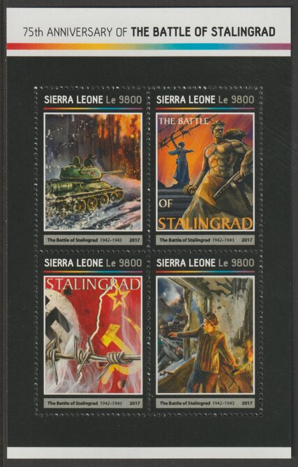 Sierra Leone 2017 Battle of Stalingrad 75th Anniv perf sheetlet containing 4 values unmounted mint, stamps on battles, stamps on  ww2 , stamps on stalingrad