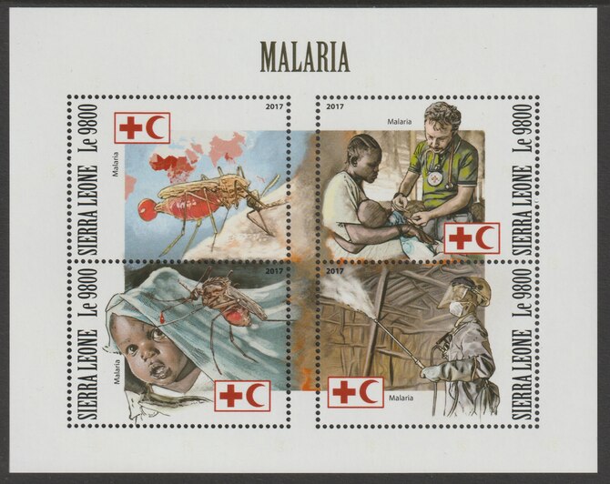 Sierra Leone 2017 Malaria perf sheetlet containing 4 values unmounted mint, stamps on malaria, stamps on diseases, stamps on insects