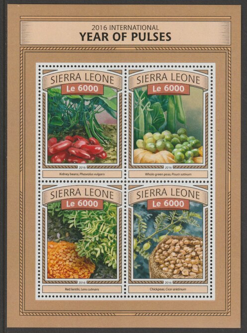 Sierra Leone 2016 Year of Pulses  perf sheetlet containing 4 values unmounted mint, stamps on food